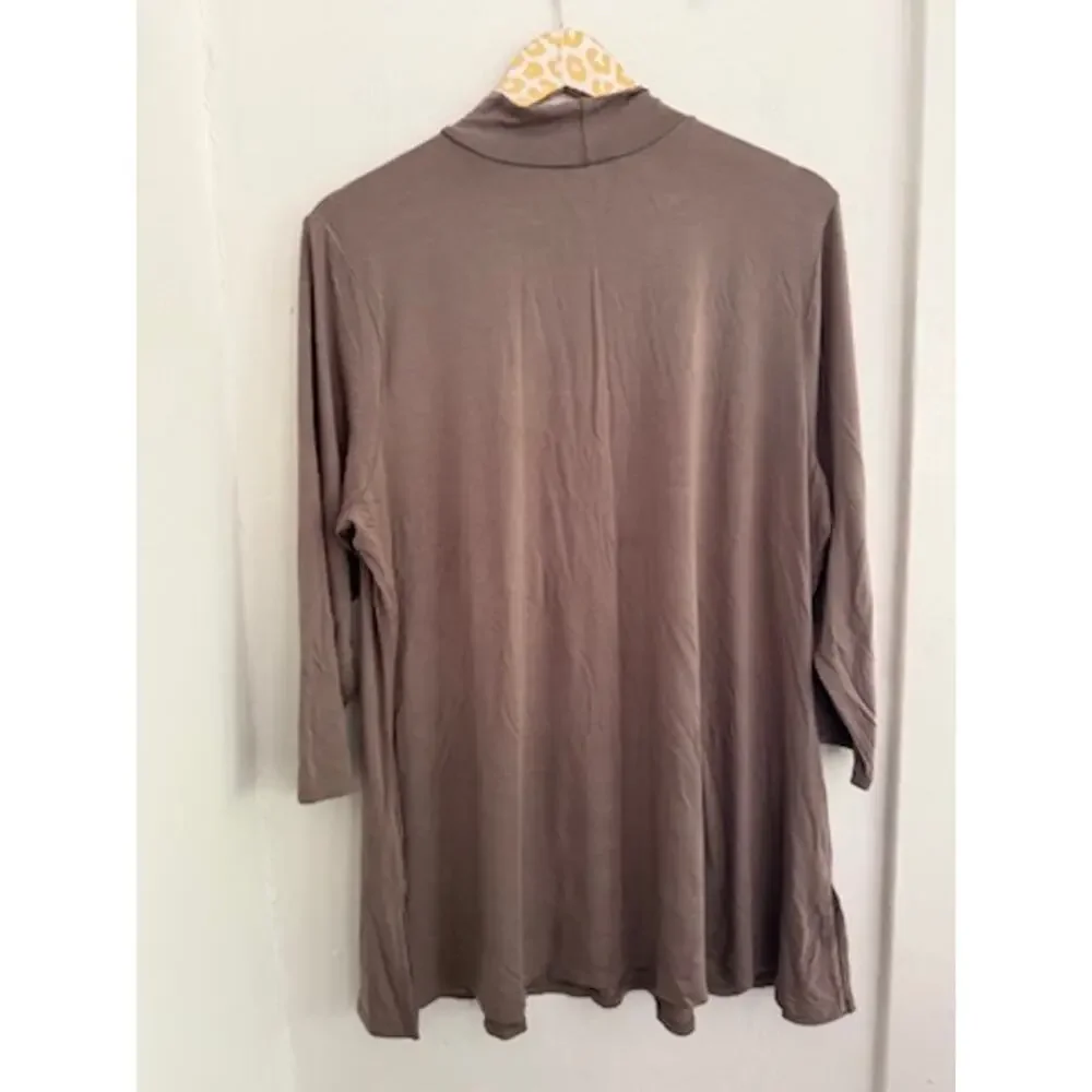 H by Halston Women's Tan Funnel Neck Tunic Top | Size 1X